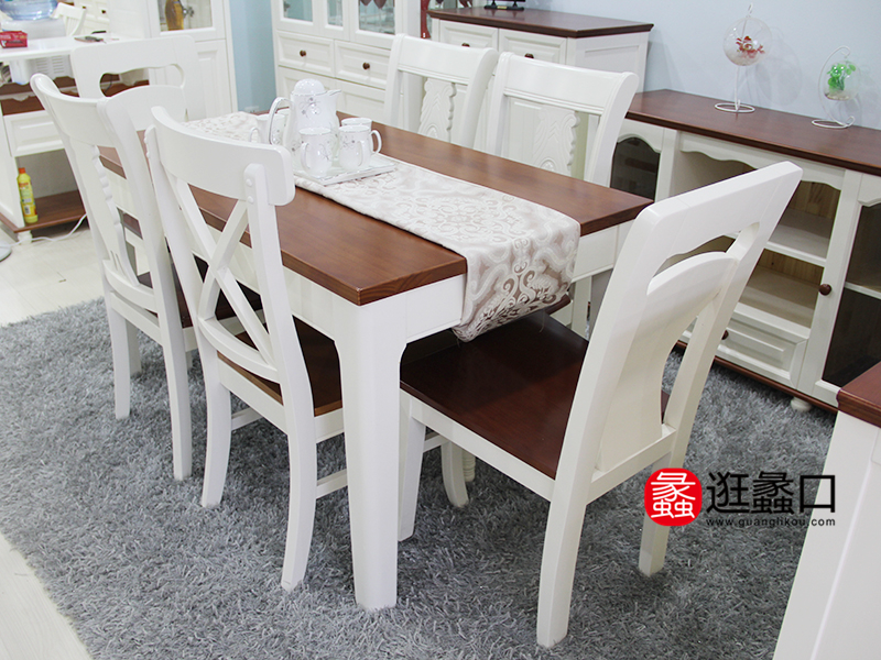 金紫山·鹏城家具地中海餐厅白色实木餐桌椅