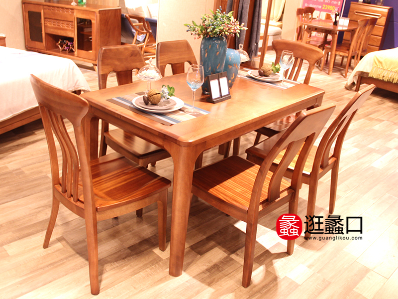 俞木匠家具中式餐厅实木餐桌椅（一桌六椅）