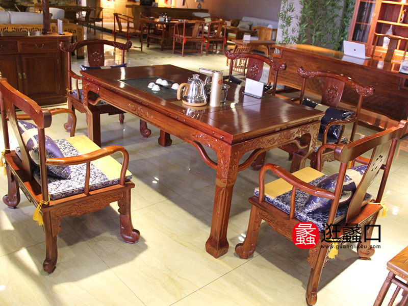 新思维.总裁办公家具中式餐厅实木长条桌/长条凳