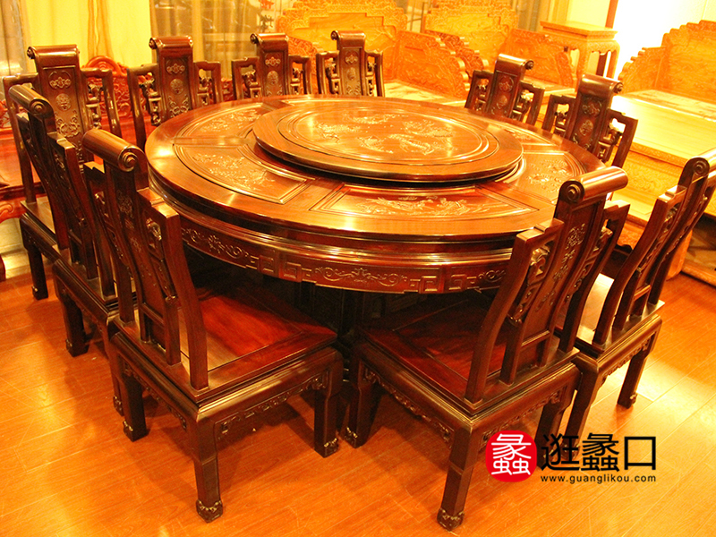 新氏品味红木家具餐厅红木圆餐桌椅
