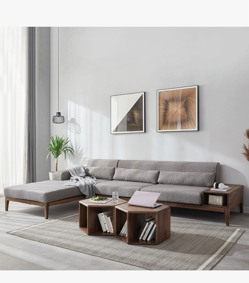 希恩家具北欧客厅沙发sp8819实木沙发组合转角沙发小户型沙发北欧风格