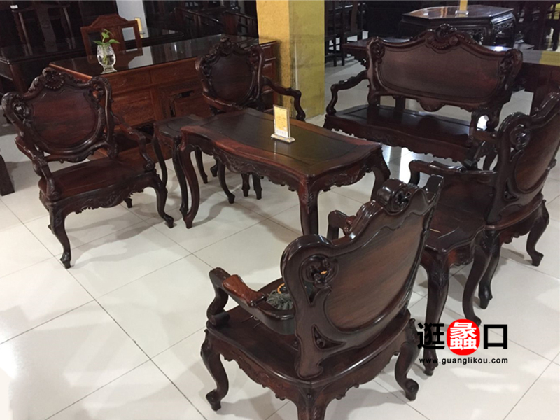 德益轩红木家具中式古典客厅双人位/单人位实木沙发组合