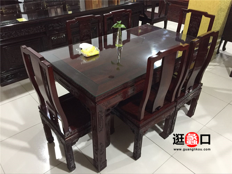 德益轩红木家具中式古典餐厅实木长餐桌椅