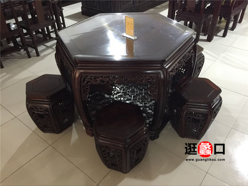 德益轩红木家具中式古典餐厅红木圆餐桌椅/餐椅