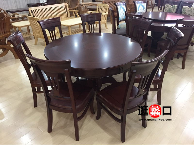 新俬路家具中式古典餐厅实木圆餐桌椅