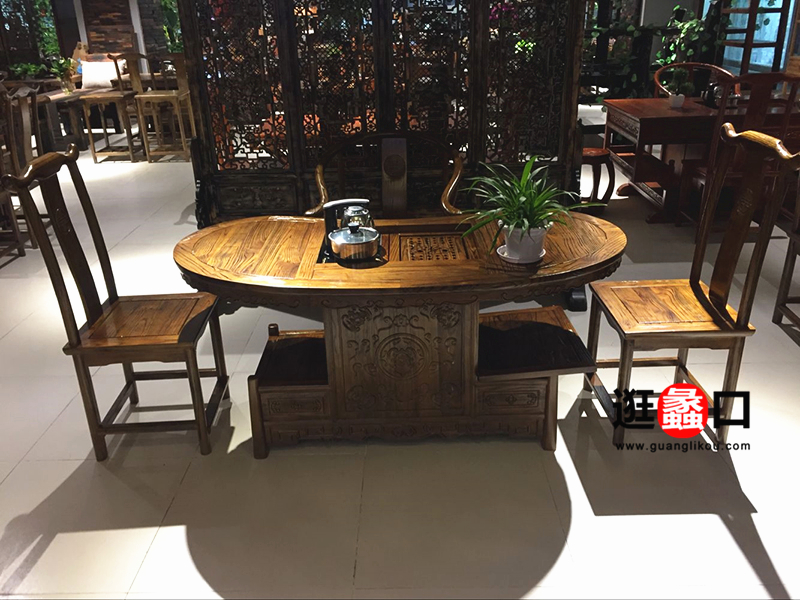 盐阜船木家具新中式餐厅实木茶餐桌椅