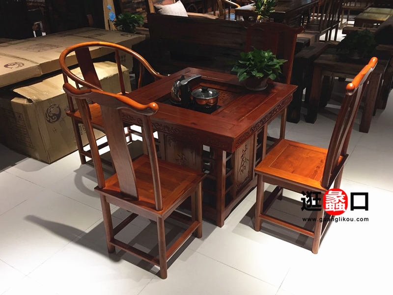 盐阜船木家具新中式餐厅实木餐桌椅/茶桌椅
