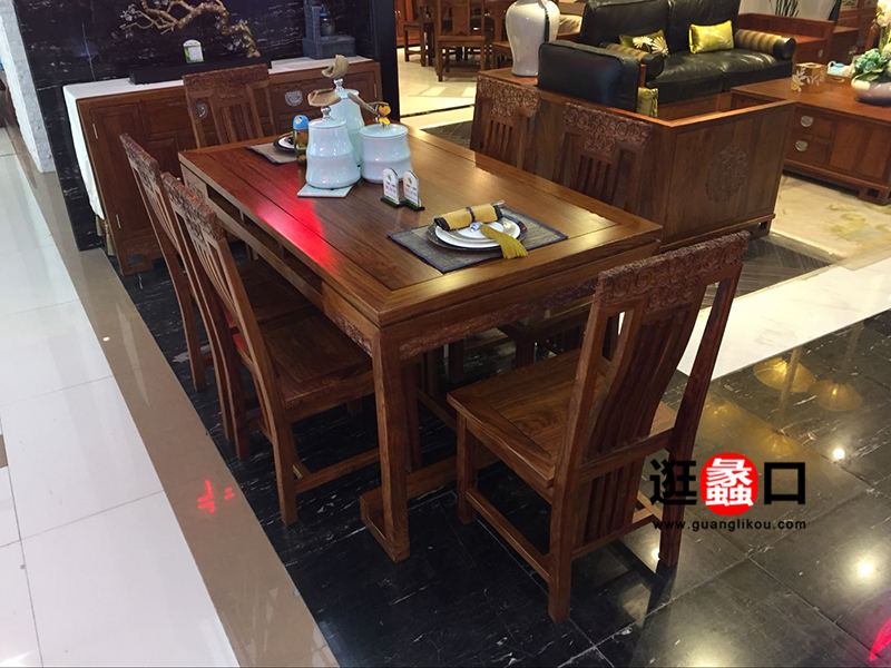 柏逸轩家具新中式餐厅实木餐桌椅