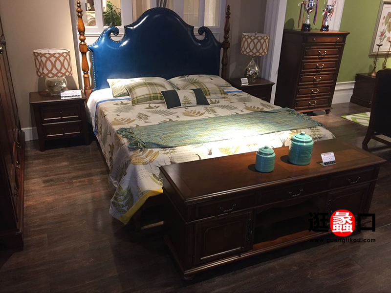 A家家居-ArtHouse美式卧室实木双人大床/电视柜/斗柜