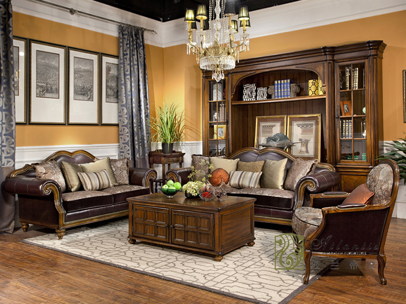 亚兰帝斯家具美式古典客厅鹅掌楸实木全实木 水性漆沙发组合K4752新款
