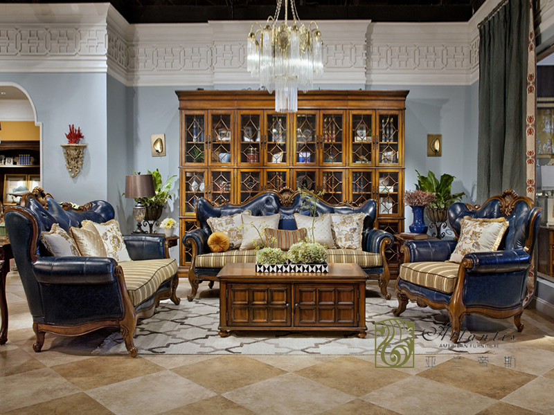 亚兰帝斯家具美式古典客厅鹅掌楸实木水性漆双人位/三人位/单人位沙发K4731