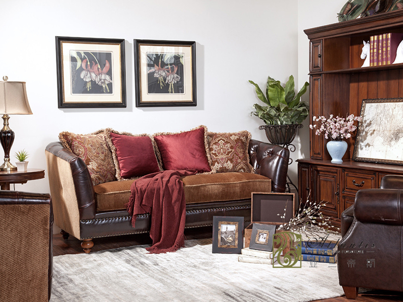 亚兰帝斯家具美式古典客厅鹅掌楸实木水性漆 K4726沙发组合