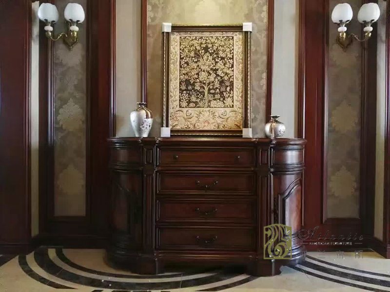 亚兰帝斯家具美式古典客厅鹅掌楸全实木水性漆K4223玄关柜