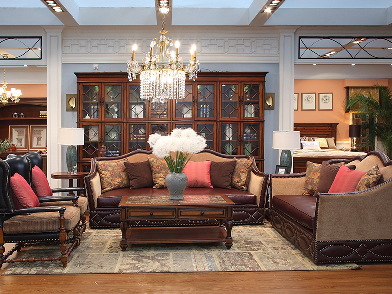 亚兰帝斯家具美式古典客厅鹅掌楸全实木水性漆四人位/三人位/单人位沙发 K4710