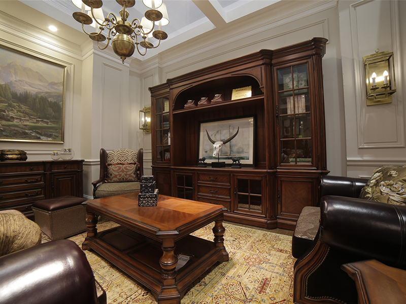 亚兰帝斯家具美式古典客厅鹅掌楸全实木水性漆沙发K5266大厅柜