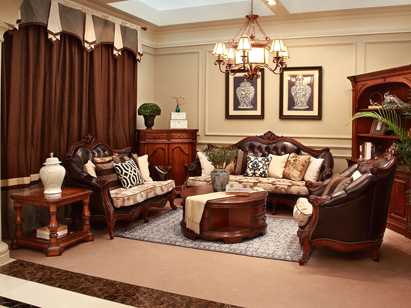 亚兰帝斯家具美式古典客厅鹅掌楸全实木水性漆双人位/三人位/单人位沙发K4705/鞋柜
