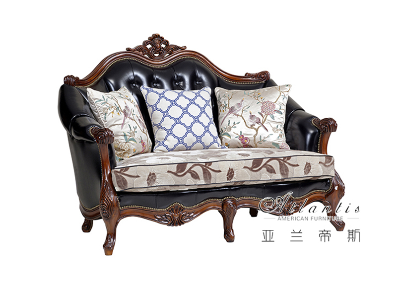 亚兰帝斯家具美式古典客厅鹅掌楸全实木水性漆K4705-3 三人位沙发/双人位/单人位沙发