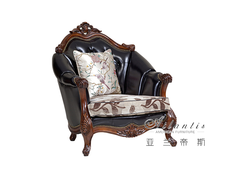 亚兰帝斯家具美式古典客厅鹅掌楸全实木水性漆K4705-3 三人位沙发/双人位/单人位沙发