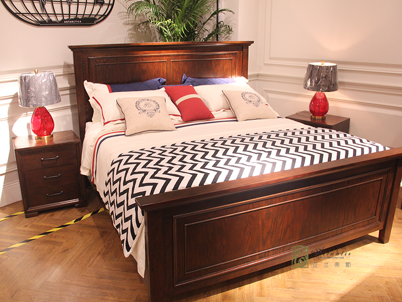 亚兰帝斯家具美式古典卧室鹅掌楸全实木床/床头柜