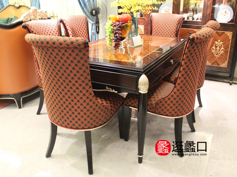 凡尔赛玫瑰家具新古典餐厅桃花心木实木长餐桌椅