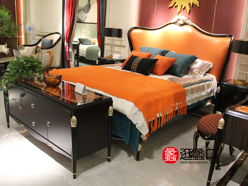 凡尔赛玫瑰家具新古典卧室实木双人大床/床头柜/电视柜