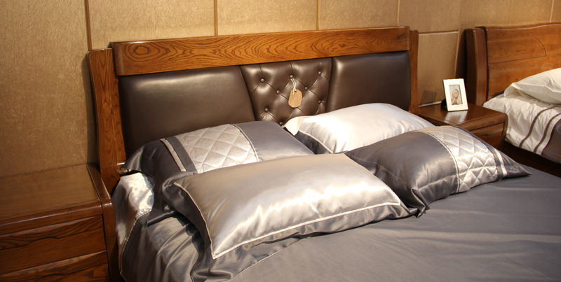 艾琦森家具 新中式 卧室家具 纯实木床+2床头柜