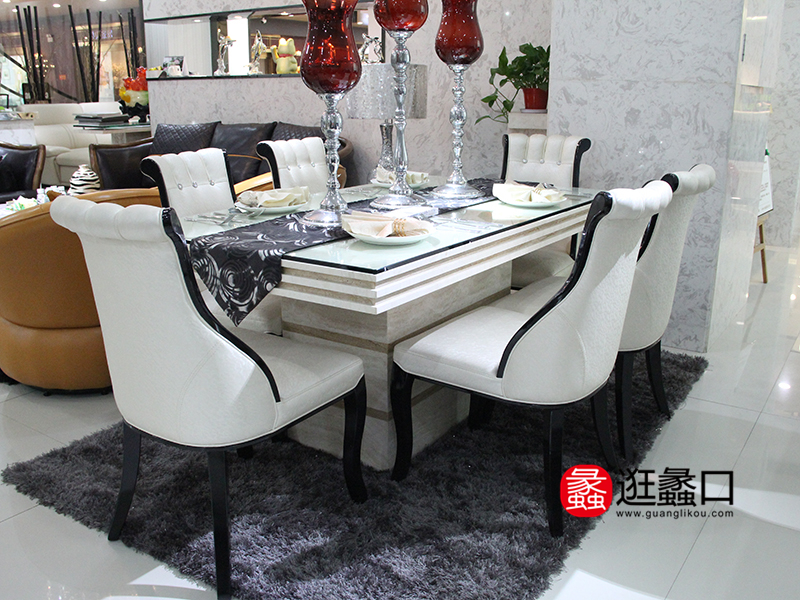 欧尚格家具现代简约餐厅白色餐桌椅