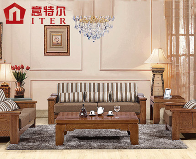 意特尔家具中式古典卧室沙发意特尔红橡木纯实木床