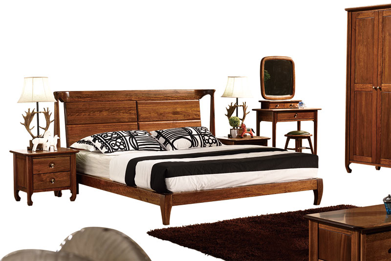 木杩家具北欧风格卧室家具纯实木双人大床