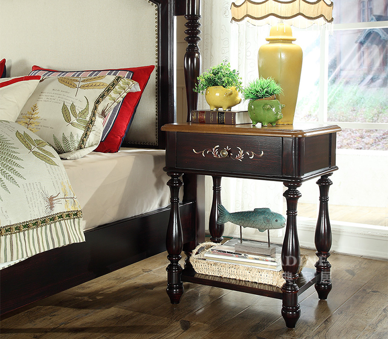 90空间家具·爵典家居 美式卧室实木雕花床头柜