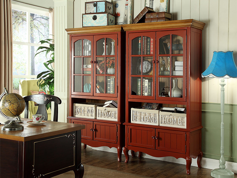 90空间家具·爵典家居 美式书房实木双门书柜