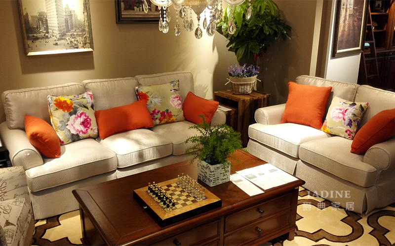 90空间家具·爵典家居 美式客厅布艺软体沙发组合