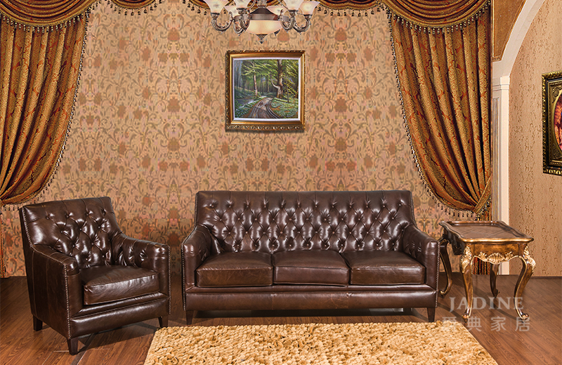 PULASKI家具·爵典家居 美式客厅真皮三人位/双人位沙发
