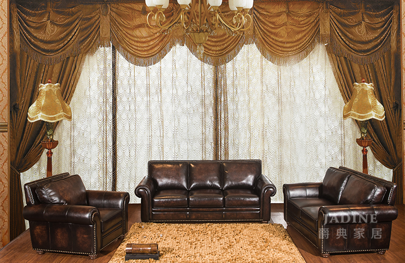 PULASKI家具·爵典家居 美式客厅实木真皮沙发