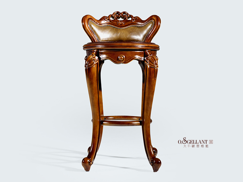君诺家居·欧思格蓝家具新古典美式经典餐厅实木雕花吧椅