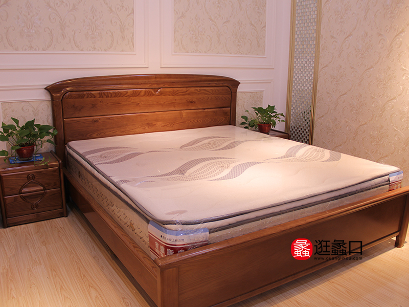 苏相家私家具中式卧室实木双人床/床头柜