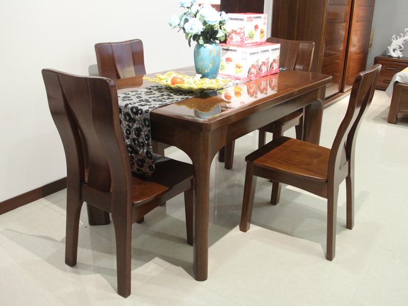 明煌木业·红犀阁家具中式餐厅金丝檀木实木餐桌椅（一桌六椅）
