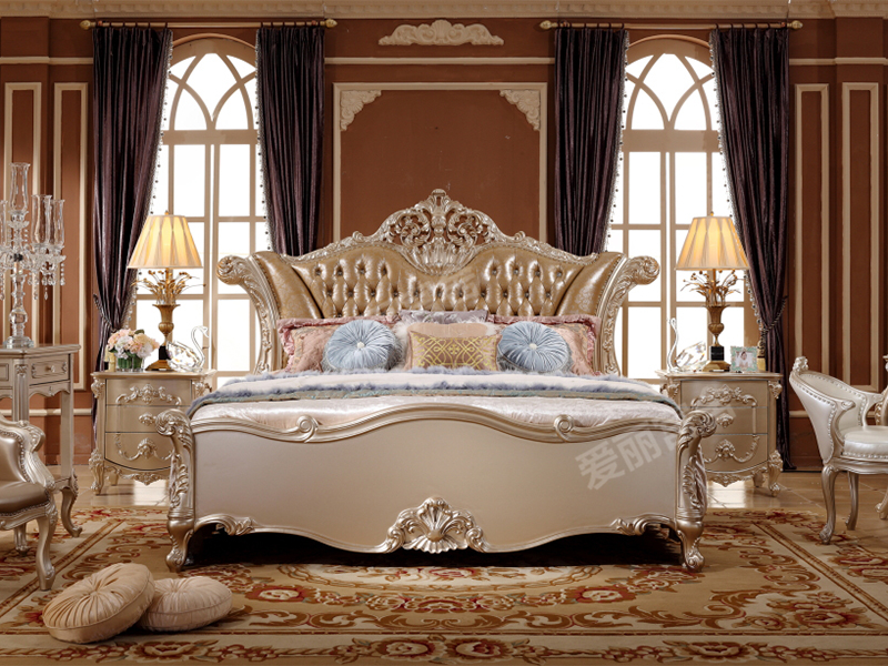 爱丽舍宫家具·爵典家居 欧式卧室实木雕花双人大床