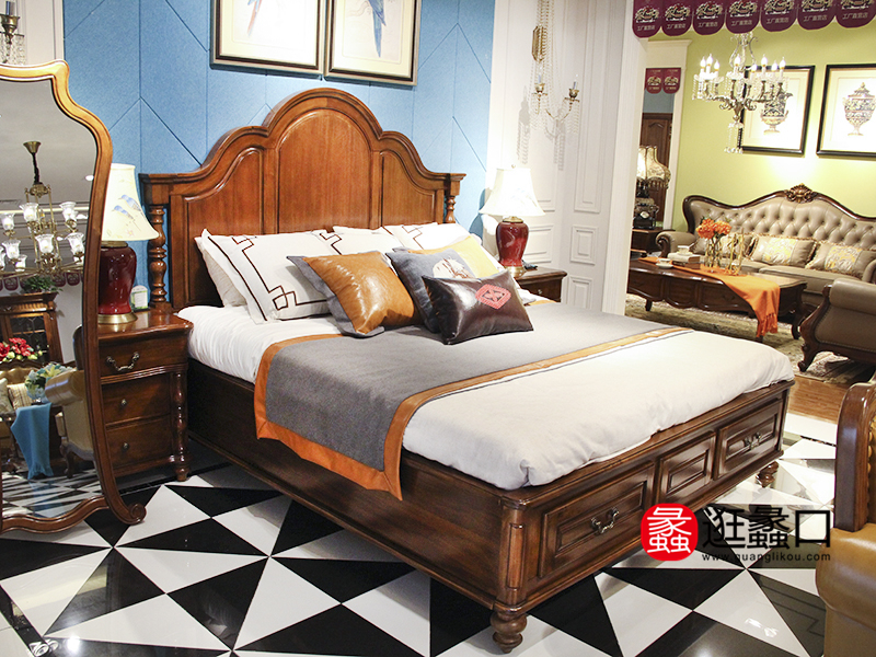 圣多娜·美式生活家居美式卧室实木双人床/床头柜