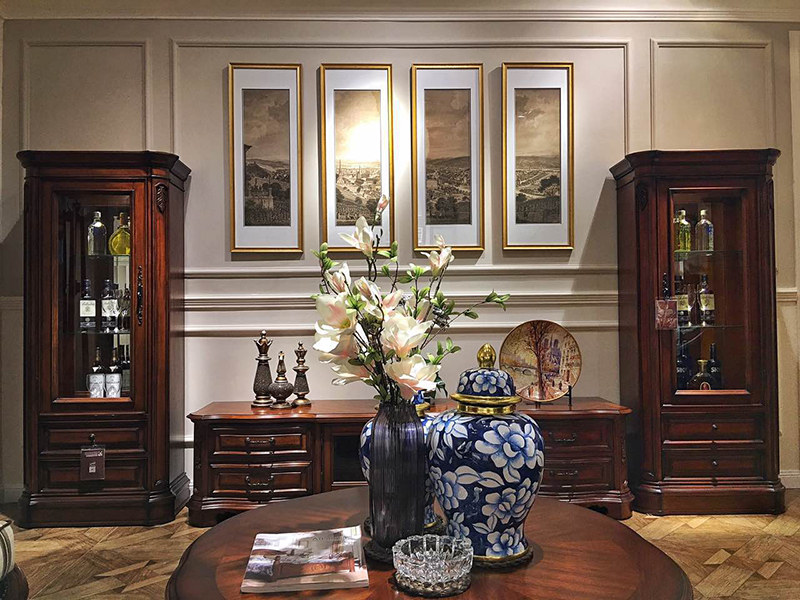 亚兰帝斯家具美式古典客厅鹅掌楸全实木水性漆客厅电视柜组合