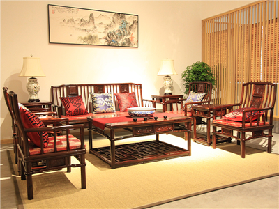 紫熙轩红木家具新中式客厅大红酸枝客厅双人位/单人位/三人位实木布艺