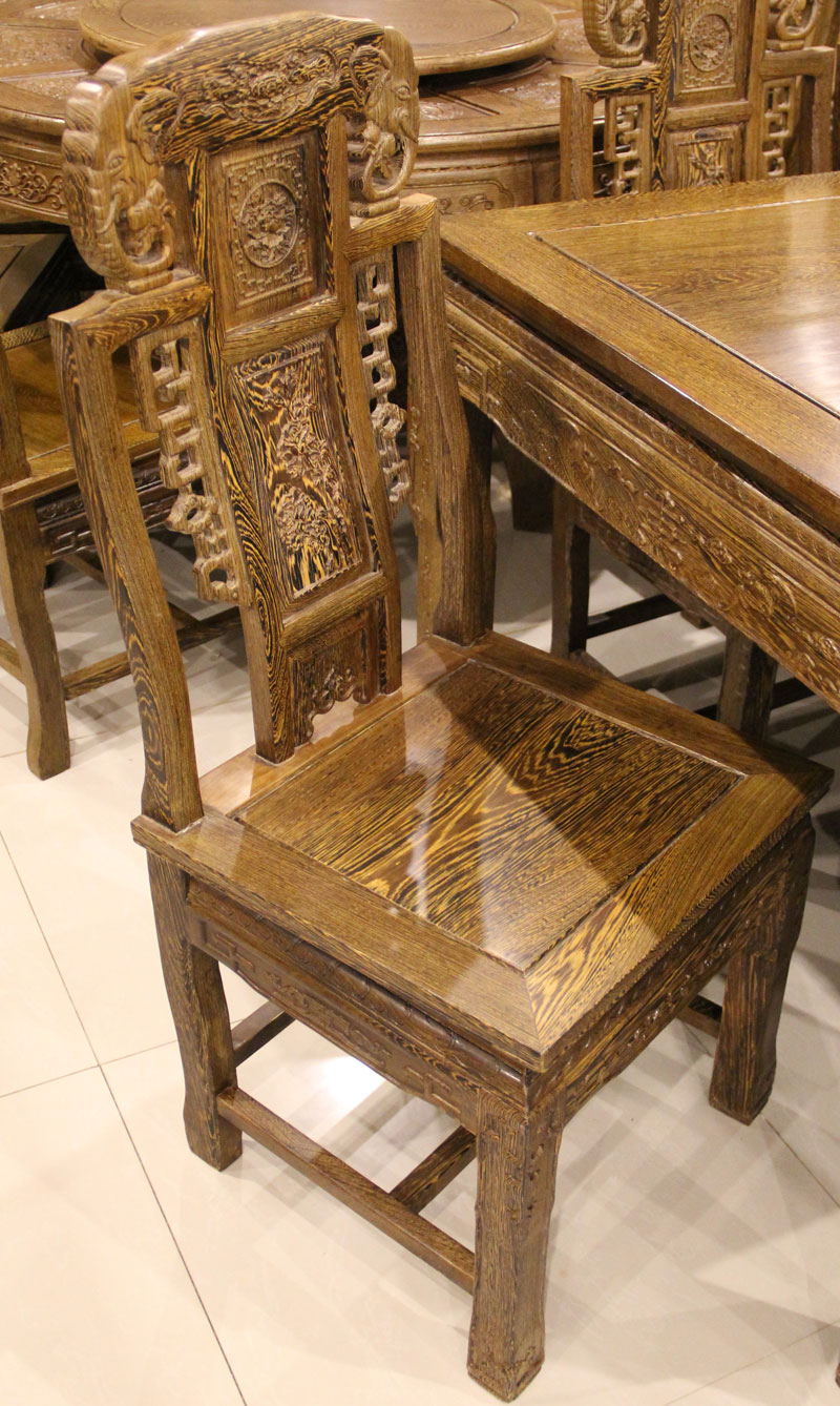 东明红木家具中式古典餐厅餐桌椅福禄寿餐桌椅（1桌6椅） 鸡翅木 红木家具
