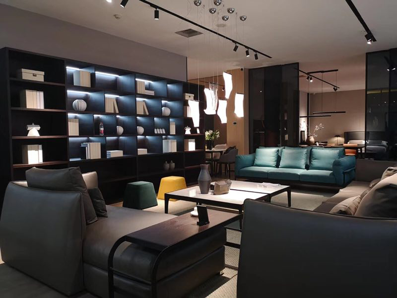 v8 casa意式现代极简客厅实木多人沙发茶几长茶几 沙发凳 书柜组合