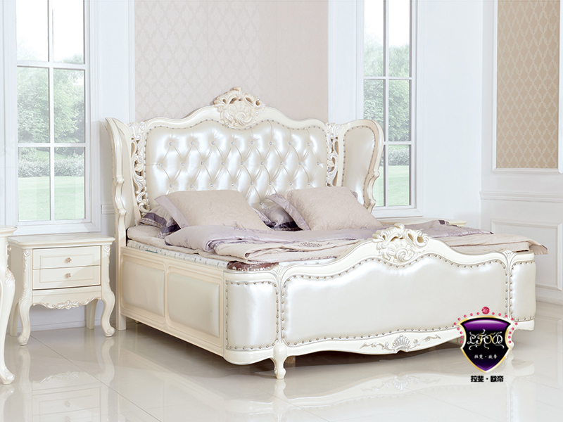 拉斐欧帝家居欧式（法式）卧室白色实木雕花双人大床302/床头柜