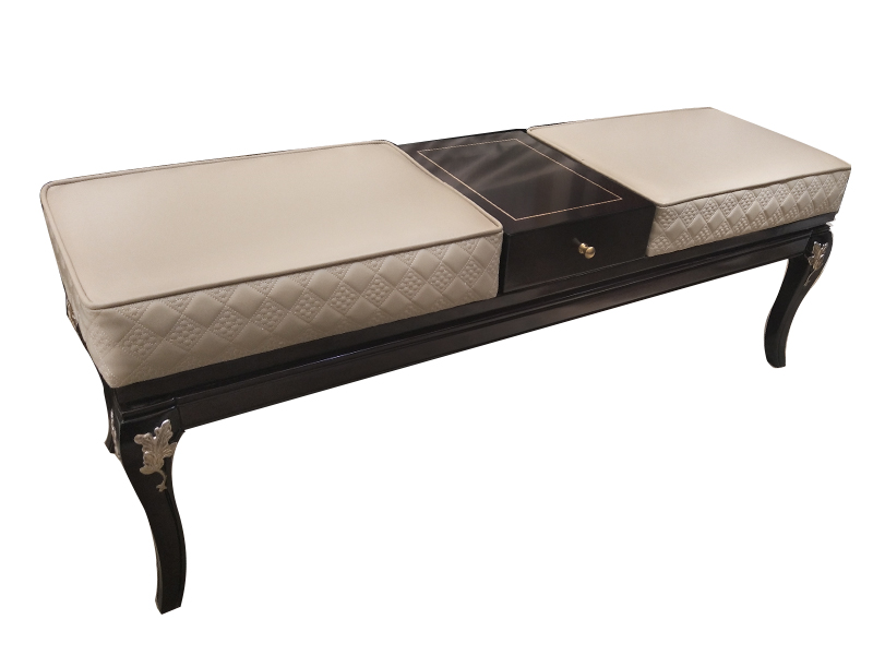 应氏家居·缇迈系列意式轻奢新古典卧室实木床尾凳