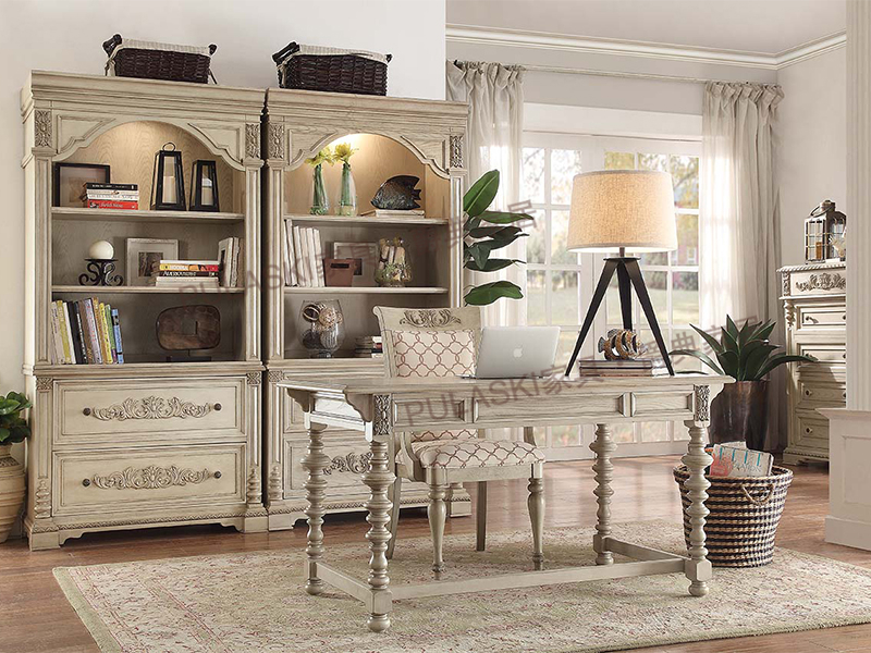 PULASKI家具·爵典家居美式白色书房实木书桌椅