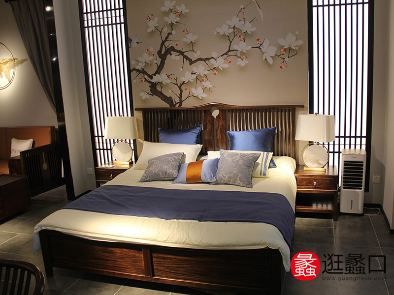 新故式家具新中式卧室简约实木优雅双床