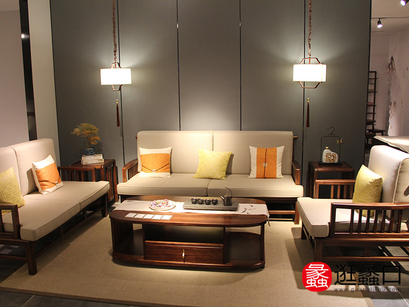 新故式家具新中式客厅现代布艺软包1 2 3沙发组合