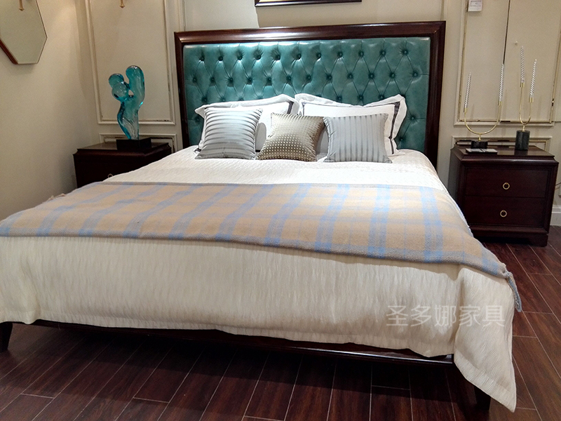 圣多娜·轻奢家具美式卧室桃花心木实木品质款大床/床头柜