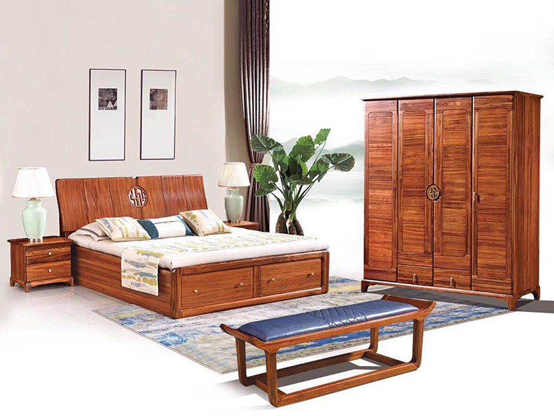 无界之和家具新中式卧室实木双人床/婚床/床头柜